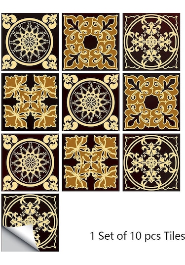 Sarı 10 Adet Retro Desen Mat Yüzey Fayansları Etiket Transferleri Kapakları Mutfak Bany Dayanıklı Sanat Duvar Sticker Dğ. 56865519 Diğer