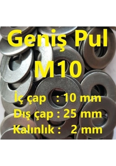 M10 Pul Geniş -iç Çap:10mm-dış Çap:25mm-kalınlık:2mm - 20 Adet