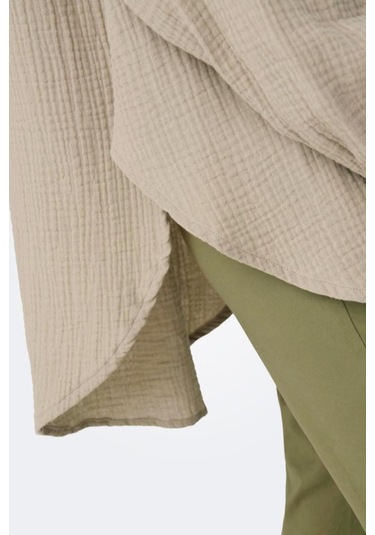 Only 15267998 Onlthyra Oversızed Shırt Noos Wvn Ss Kadın Gömlek Oxford Tan