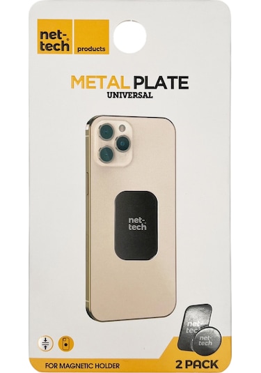 Nettech Çiftli Araç İçi Metal Plaka - Siyah Siyah