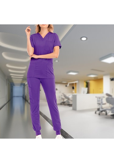 Suntek Çok Cepli V Yaka İş Elbisesi Ile Nefes Xl-menekşe