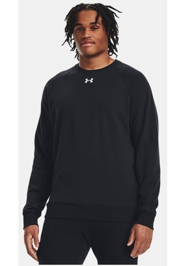 Erkek UA Rival Fleece Bisiklet Yaka 1379755-001 Siyah - Beyaz