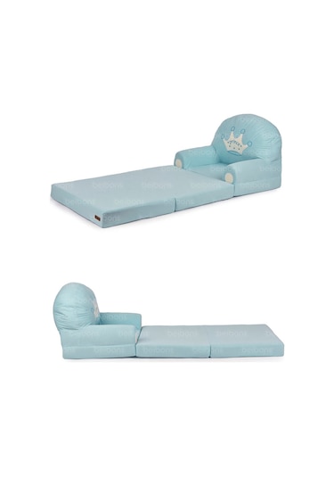Portatif Katlanabilir Sevimli Çocuk Koltuğu - 3 Katlı Çocuk Yatak Koltuk - Taşınabilir Bebek Koltuğu Mavi