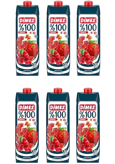 Dimes %100 Kırmızı Karışık Meyve Suyu 1 Lt X 6 Adet