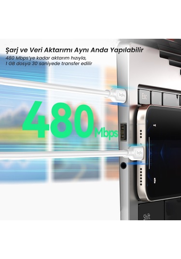 Veggieg 27w Type-c To Lightning İphone İpad Uyumlu Pd Hızlı Şarj Ve Data Kablosu 1.2 Metre