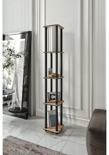 Estantes Kare Raflı Lambader Safir Meşe Şapka Rengi