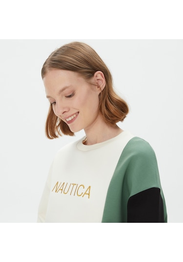 Nautica Nautıca Kadın Yeşil Relaxed Fıt Uzun Kollu Sweatshırt Düz 37k154t Yeşil