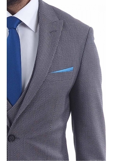 Jan Carlucci Yelekli Slimfit Drop 6 Takım Elbise (477080098) Gri