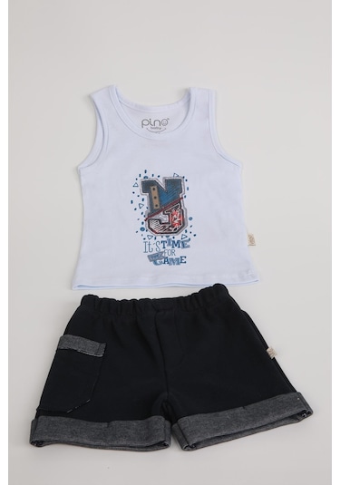 N3 Baskı Şortlu Takım Lacivert 3561 001