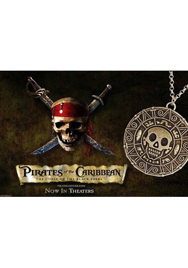 1 Adet / Grup Film Korsanları Karayip Kolye Aztec Para Bağbozumu Altın Kaptan Jack Serçe Madalyon Kafatası Kolye Kolye Kolye Kolyeler Altın - Beyaz