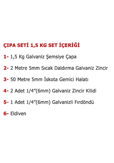 Tekne Ve Şişme Bot İçin Hazır Çapa Seti 1.5kg Şemsiye Çapalı