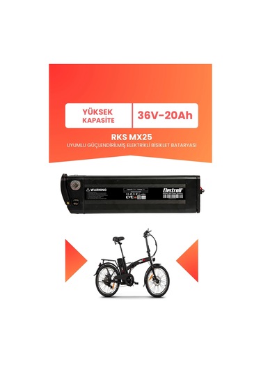 Rks Mx25 Uyumlu 36v 20ah Elektrikli Bisiklet Bataryası Siyah