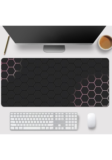 Cbtx 400x1000x3mm Kaymaz Kauçuk Mouse Pad Şık Petek Desenli Masaüstü Mat - Stil 2