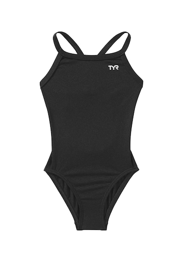 Tyr Durafast Elite Diamondfit Kız Çocuk Mayo - Solid Siyah