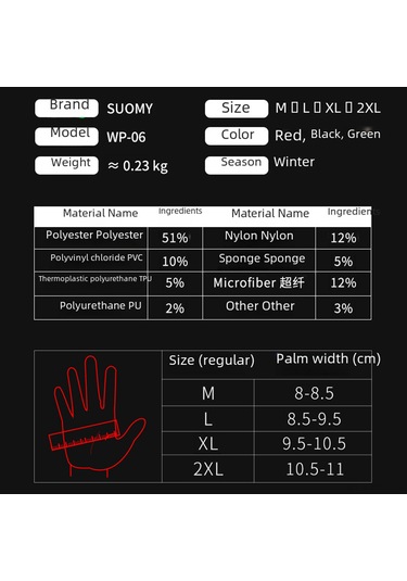 Tenfowee Kışlık Motosiklet Eldiveni: Su Geçirmez, Rüzgar Koruyucu, Uzun Boy, Dokunmatik Ekran Uyumlu, Siyah L