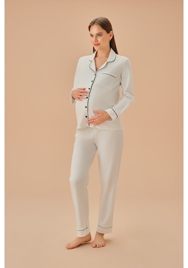 Suwen Pearl Hamile Lohusa Pijama Takımı Sh25206660l036 Ekru