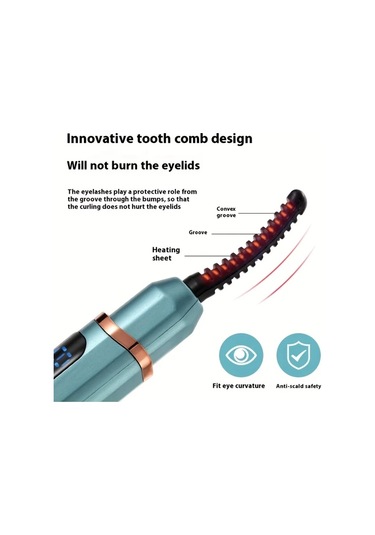 Elmpaly Bright Golden Fırçalı 3 Sıcaklık Ayarlı Usb Şarjlı Isıtmalı Kirpik Maşası