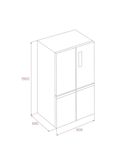 Teka RMF 77960 522 LT Gardırop Tipi Solo Buzdolabı Dark Inoks