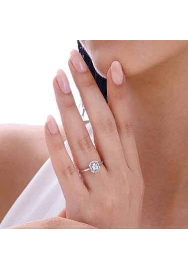 Nochediamond 0,20 Karat Baget Pırlanta Yüzük-827 Beyaz