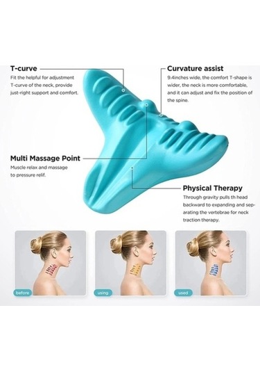 Tongxida Mavi 1 Adet Çok Fonksiyonlu Boyun Masaj Yastığı Servikal Onarım Çekiş Yastığı U Boyun Masajı Omuz Sırt Akupresür Sed Çok Renkli