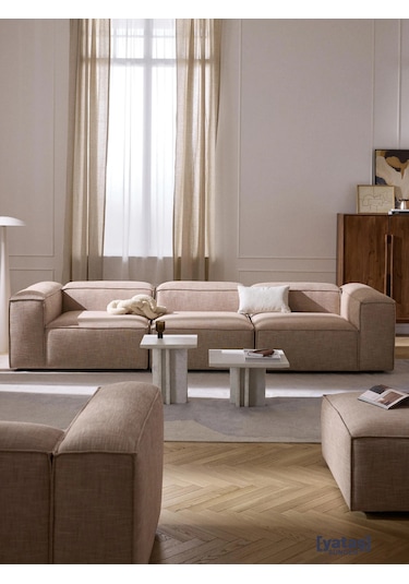 Most Mollis 3 Modül Kanepe Koltuk 09 Bej Keten Kumaş Yataş Süng