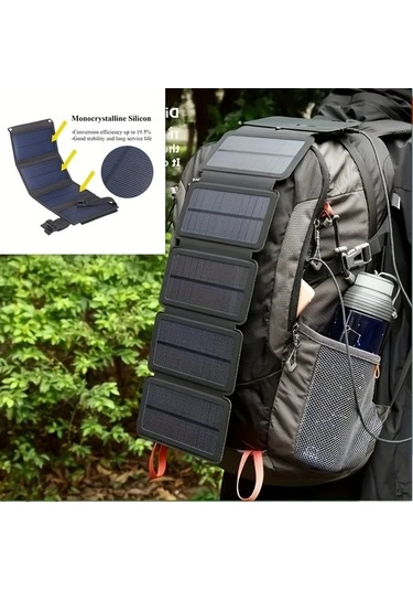 Fochsia Usb Güneş Panel 10000mah Taşınabilir Şarj Cihazı Telefon Şarj Aleti Her Yerde Kullanım Alt N