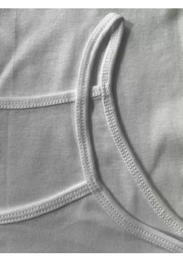 Yüksek Kalite İnce Askılı Kız Çocuk Pamuklu Ribana Atlet 3'lü Paket Beyaz