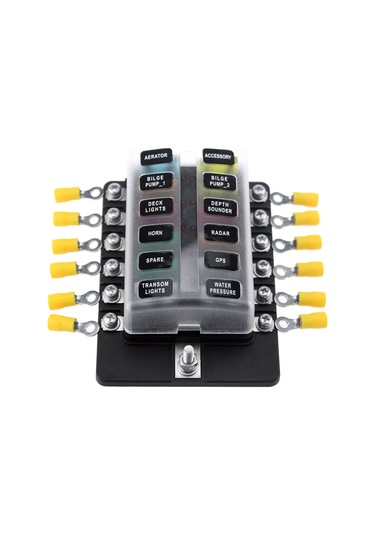 Lemestar 12 Yollu Led Göstergeli Sigorta Kutusu + 10 Adet Sigorta + 10 Sarı Terminal + Sticker 30