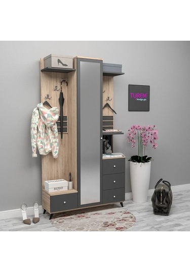 Grey Portmanto Mdf Antrasit