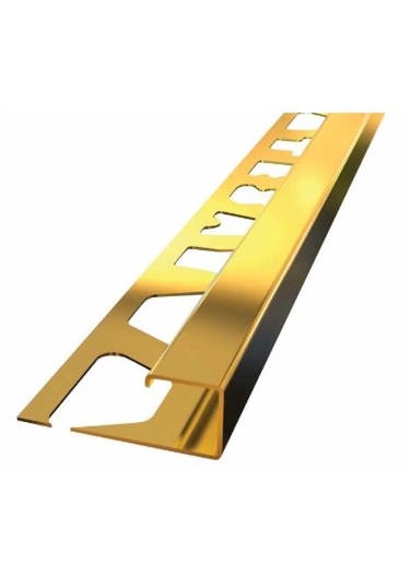 14 Mm 304 Paslanmaz Inox Seramik Kare Dış Köşe Profili Altın 2,5 M Boy