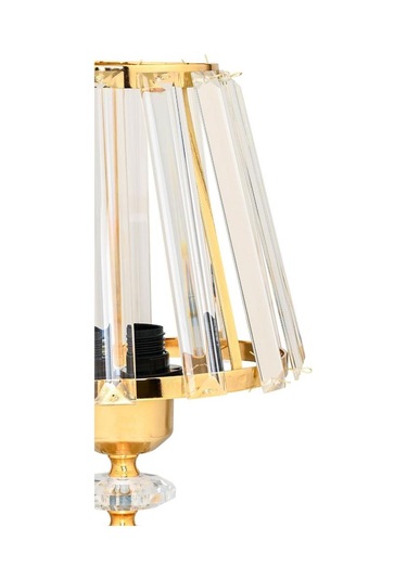 Gerçek Kristal Cam Başlık Gold Metal Gövdeli 2'li Yatak Odası Abajur İki Adet Gece Lambası Gold