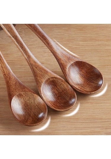 Fastbuy 6 Adet Küçük Tahta Kaşık, Tahta Çay Kaşığı, Küçük Yemek Kaşığı, Tahta Baharat Kaşıkları, Mutfak Gereçleri, Ev Dekoras