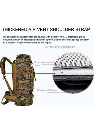 Dancemonkey Dayanıklı Seyahat Yürüyüş Çantası, Jungle Camouflage, 56-75lsuya Çok Renkli