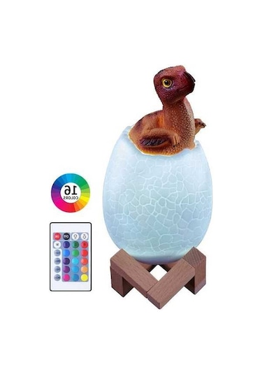 Moly Oviraptor Şekilli 16 Renkli Led 3d Gece Lambası, Uzaktan Kumandalı Akıllı Ev Dekorasyon Aydınlatması, Usb Şarjlı Pvc Materyal Diğer