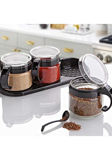 Kosova Kc-386 Lily Standlı 3'lü Cam Baharat Takımı