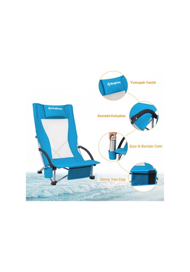 Kingcamp Lilac High Comfort Plaj Ve Dinlenme Sandalyesi Blue Buz Mavisi