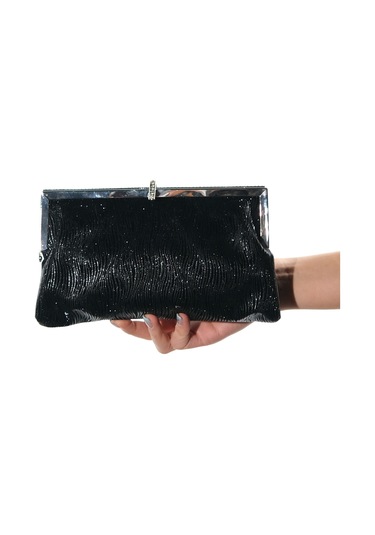 Luvishoes 752 Siyah Desenli Kadın Abiye Çanta Siyah Simli