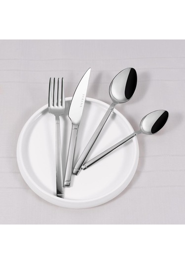 Serenk Barselona Çelik Çatal Kaşık Bıçak Takımı 24 Parça Gümüş