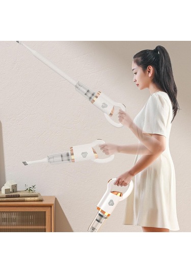 Zemin Fırçası İle Kablosuz Elektrikli Süpürge, Araba Elektrikli Süpürge Güçlü Emme, Araba Ev Masası İçin Sessiz El Vakumu, Beyaz