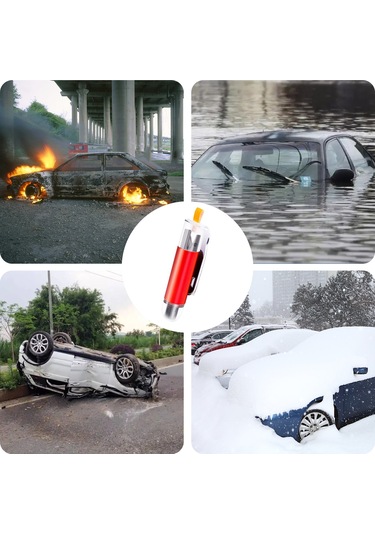 Shineyee Araç İçin Taşınabilir Acil Durum Çekici: Cam Kırıcı Ve Emniyet Kemeri Kesici, Kırmızı, 1 Adet