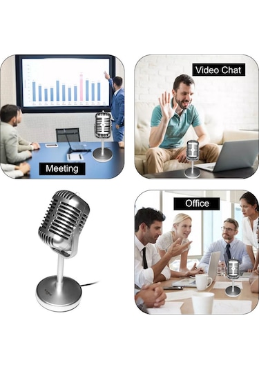 Skycıty Masaüstü Mikrofon, Cep Telefonu Canlı Yayınları İçin Uygun, Gümüş 3.5mm Şarjlı