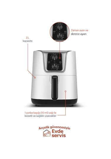 Grundig Airfryer FR 4032 A Az Yağlı Pişirici
