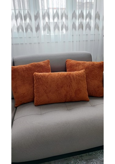 3- Lü Kare Takım Kırlent / Yastık 2 Kenar Kiremit/ 1 Orta Kiremit