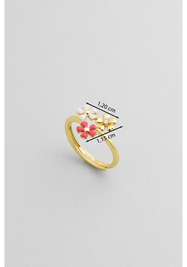 Sevilla Çiçeği 18 Ayar Sarı Altın Kaplama Gümüş Ayarlanabilir Yüzük Sarı