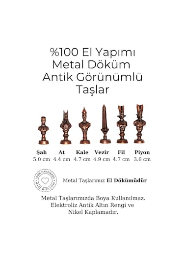 Mc40 Antik Mısır Figürlü Metal Satranç Takımı - Lüks Hediyelik Satranç Takımı