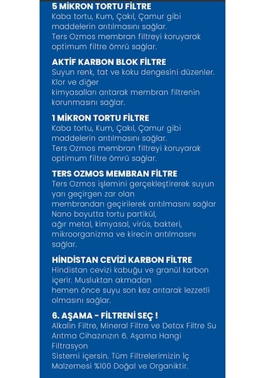 Conax Açık Kasa 6Lı Filtre Seti Vontron Membranlı Tüm Açık Kasa