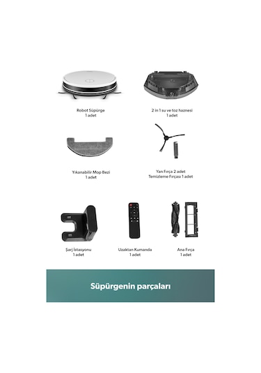 Homend Alex 1288H Moplu Ve Akıllı Robot Süpürge Gyroscope Beyaz