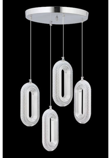 İstanbul Avize Alfa 4'lü Gümüş Kumandalı 3 Renk Ledli Modern Led