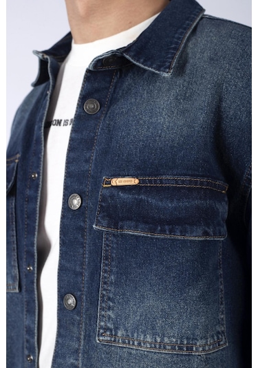 Lee Cooper Karela Erkek Jean Gömlek-17123-heındall Blue Mıd Lacivert