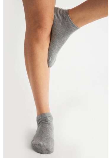 Bambu Kadın Gri Patik Dikişsiz Premium Çorap 3 Lü Paket